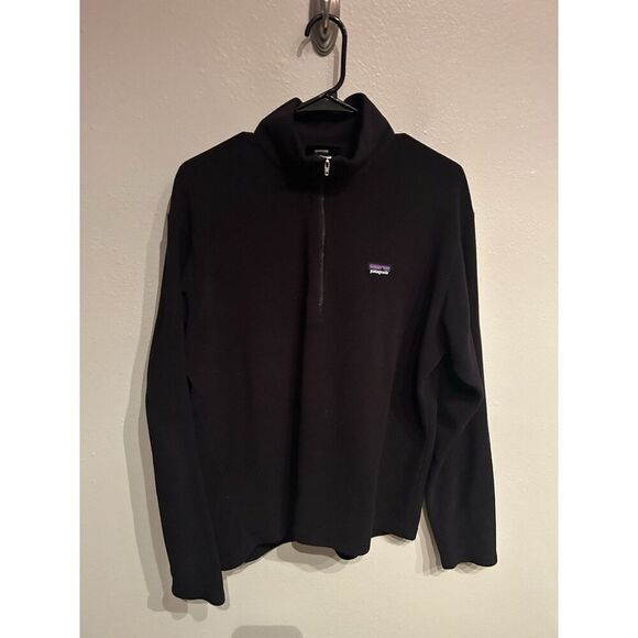 Patagonia Mens Medium Synchilla Mens Medium 1/4 Zip Pullover Black Lightweight - Picture 1 of 7